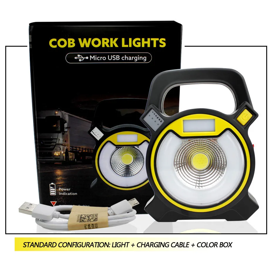 COB светодиодный портативный Точечный светильник 15 Вт поисковый светильник USB Перезаряжаемый ручной рабочий светильник Мощность 18650 портативный фонарь для кемпинга