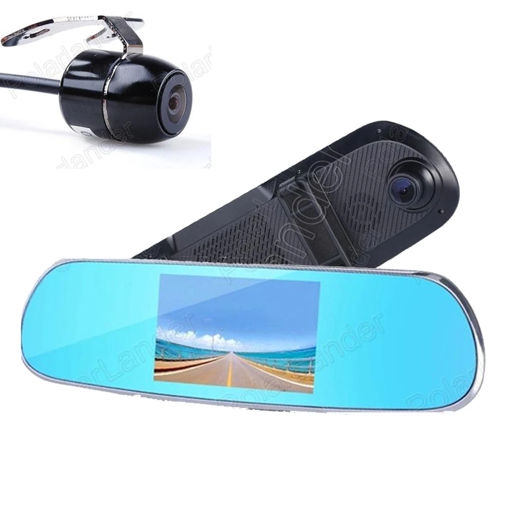 5.0 inch HD Dual Lens rearview mirror android 4.4.2 Car DVR dash camera GPS WIFI FM Video Recorder registrator