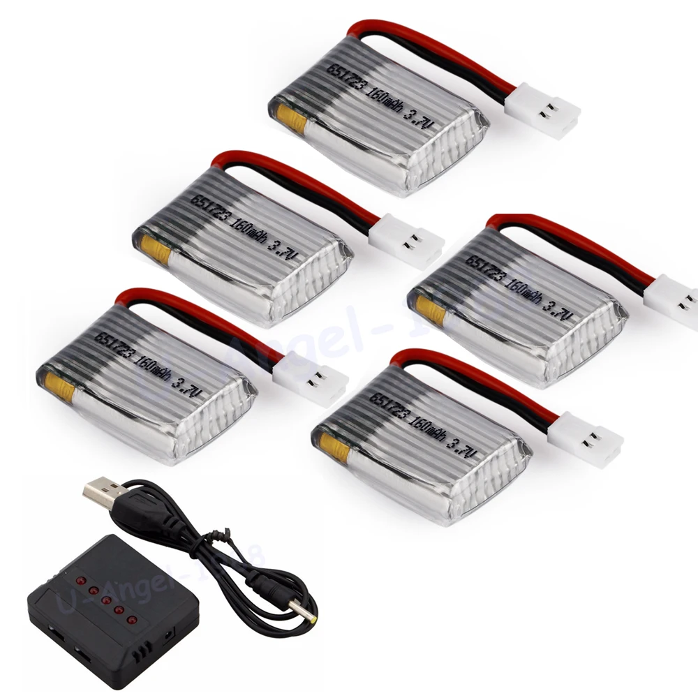 Promo Offer 5pcs/lot 3.7V 160mAh 20C Lipo Battery Model 651723 + X5