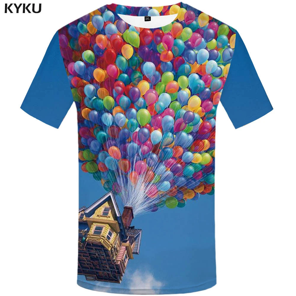 

KYKU Brand Up T-shirt Balloon Clothes Shirts Clothing Tees Tshirt Men 3d T-shirt Male Tops Japanese
