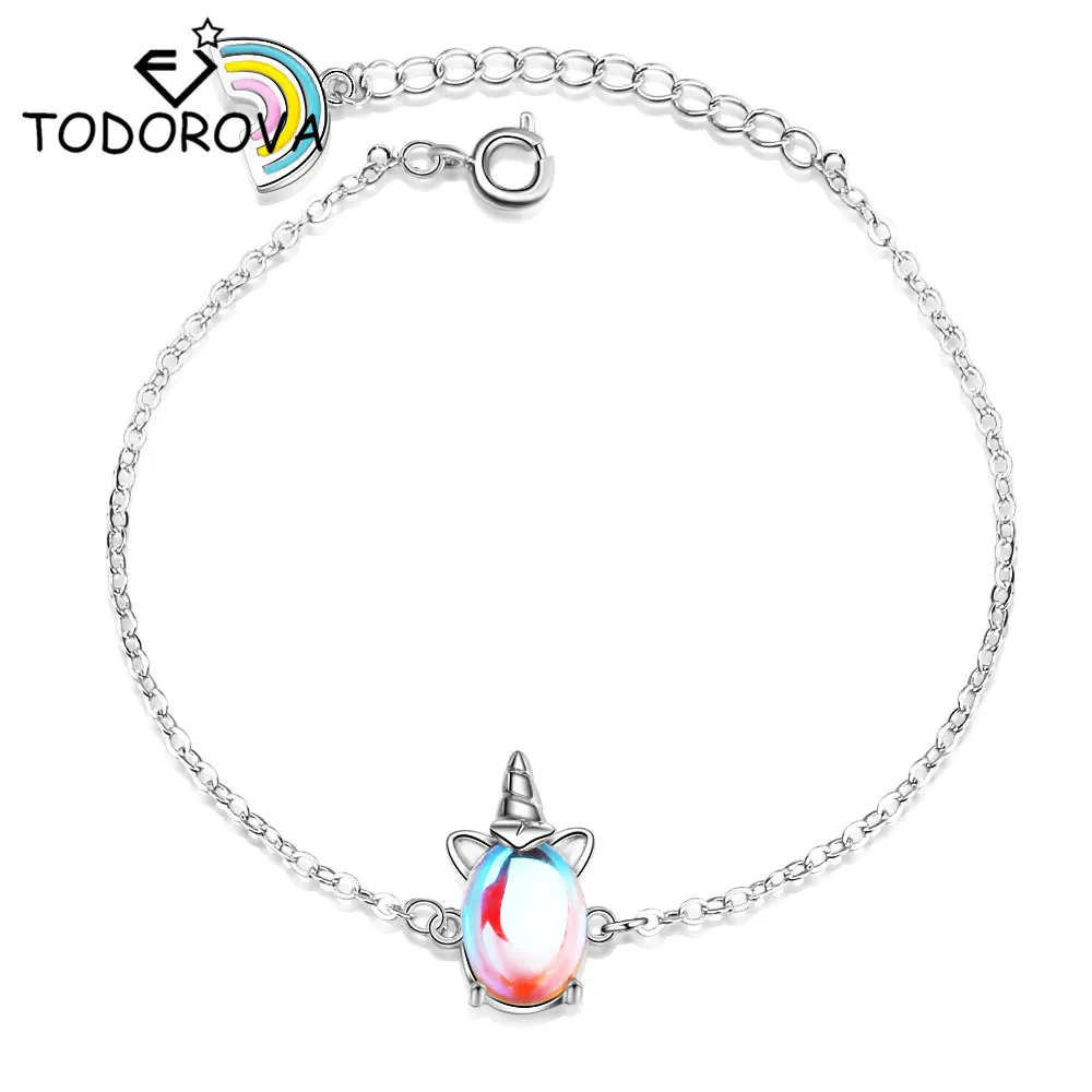 Тоторова Аврора лунный камень кристалл Радуга Единорог Дамы Шарм браслет и браслеты регулируемые браслеты для женщин Свадебные украшения