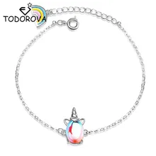 Тоторова Аврора лунный камень кристалл Радуга Единорог Дамы Шарм браслет и браслеты регулируемые браслеты для женщин Свадебные украшения