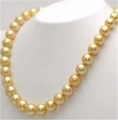 

FREE SHIPPING HOT sell new Style >>>>11mm natural south seas gold pearl necklace 17inch
