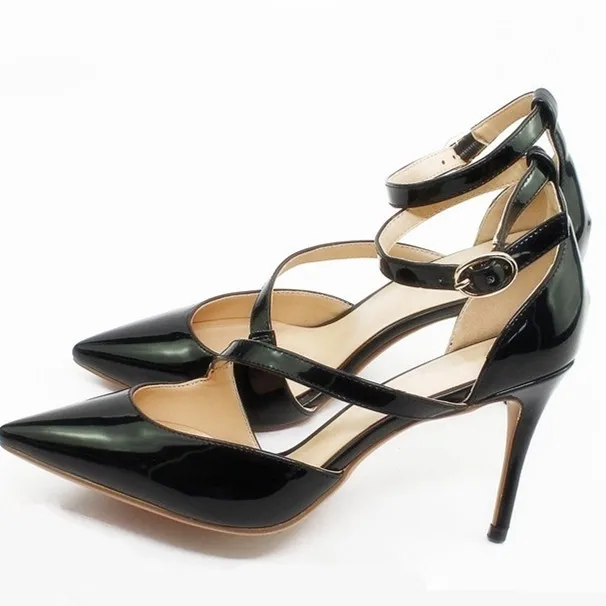 

New Summer Roma Women's Black Sandal Sexy Thin Heel 8.5cm High Heels Sexy Pointed Toe Sandals Women Shoes C044A