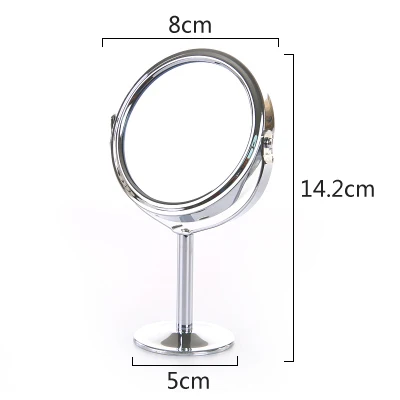 Небольшое зеркальце для макияжа настольное круглое овальное настольное зеркало простое дамское домашнее металлическое вращающееся двухстороннее туалетное зеркало mx318094 - Цвет: Round