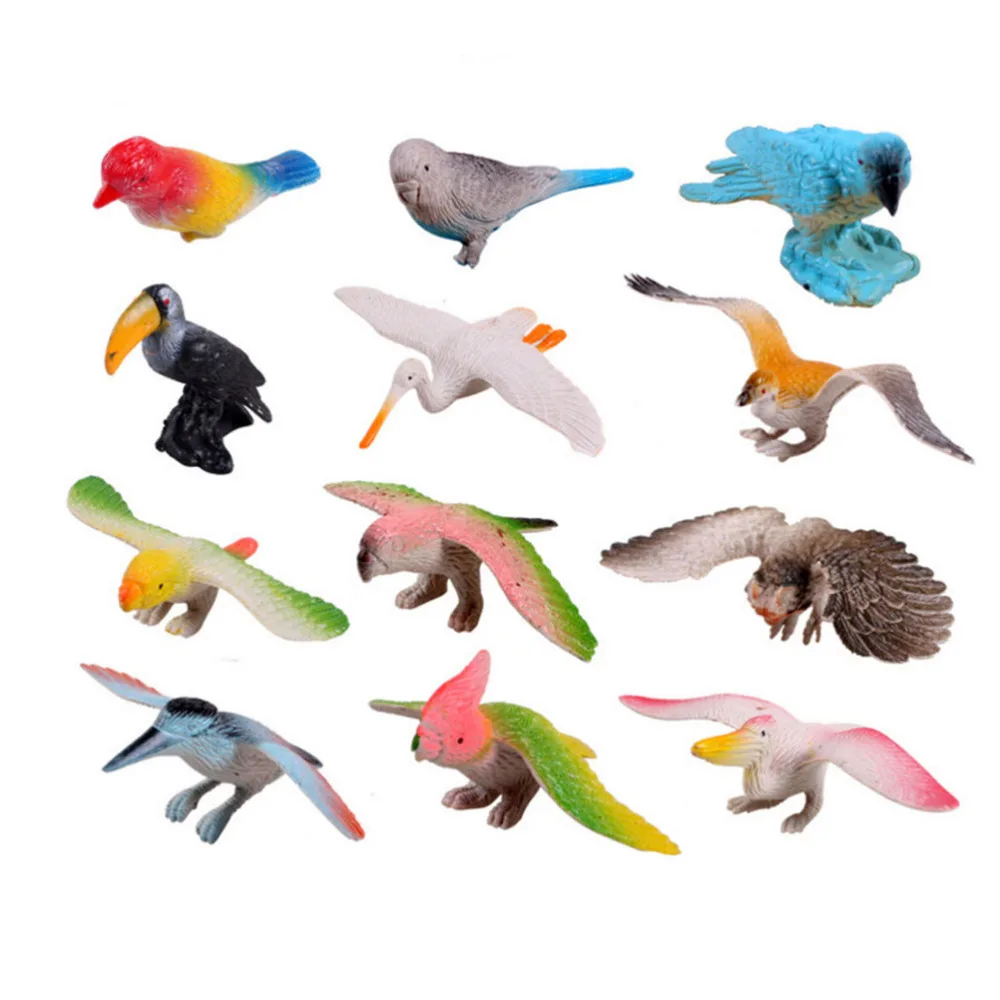 

12 Pcs Many Kinds of Birds Model Action Figures Toy Set Plastic birds Play Best Gift for kids Children Developmental Toy