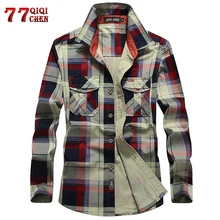 Тактика, Клетчатая Мужская рубашка, хлопок, весна, лето, осень, с длинным рукавом, джинсовая, с карманами, мужские рубашки, Camisetas hombre размера плюс 4XL