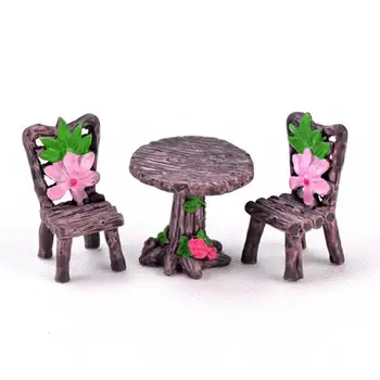

3pcs/Set Garden Mini Resin Craft Table Chair Micro Ornament Landscape Tiny Fairy World Decoration Toy For Kids Gift 19