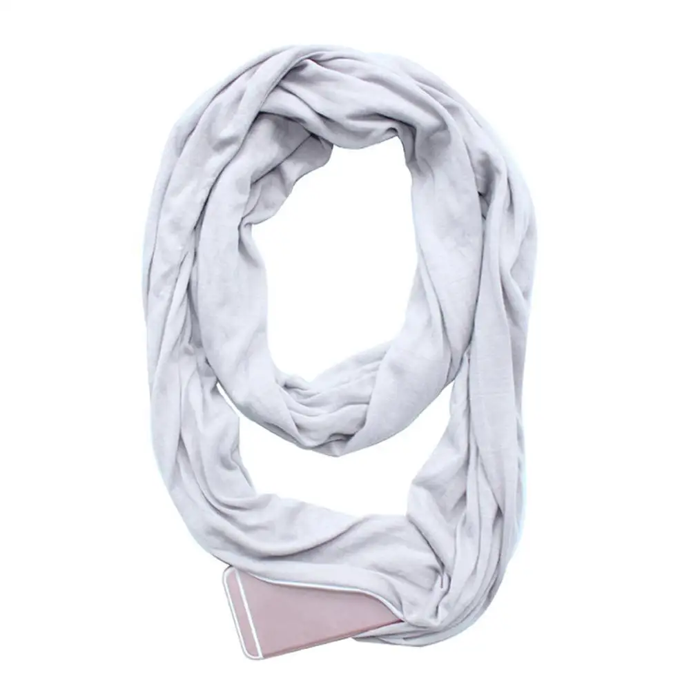 Autumn Winter Warm Infinity Scarf All-match Fashion Women Ring Scarves Solid Soft Pocket Loop Scarf For Female Outdoor Sport