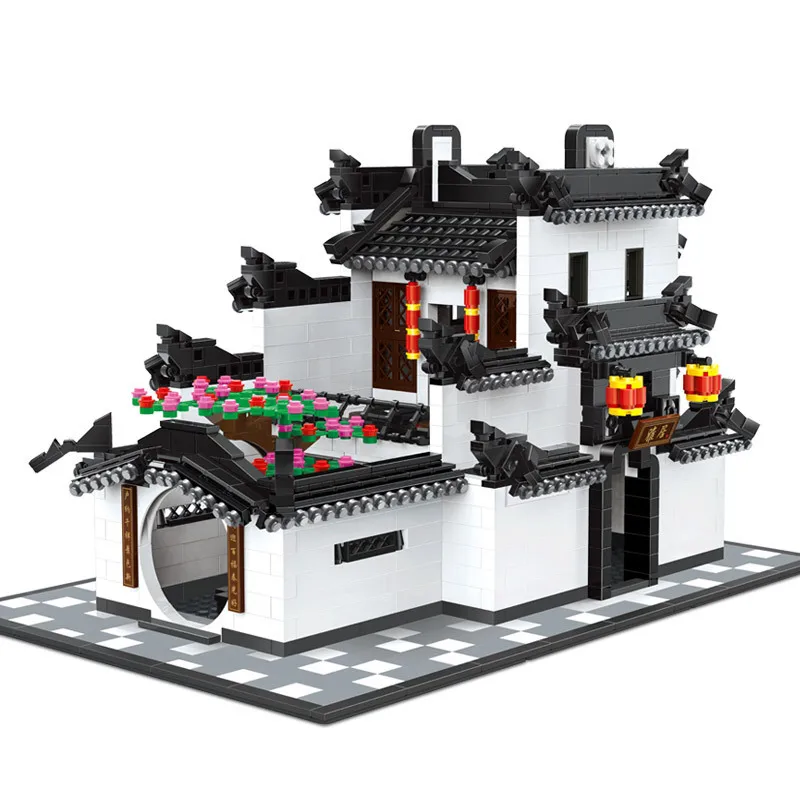 Классический Китай Хуэй Стиль Архитектура Дом строительный блок Сборная модель кирпичи игрушки коллекция для взрослых детей Подарки