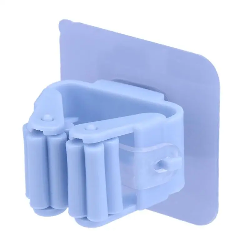 Бесшовные сильный зажим для швабры перфорации веник клип настенное крепление сильные Non-marking Ванная комната настенный шкаф для хранения - Цвет: Синий