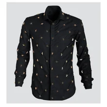 Новая мода с длинным рукавом модные способные мужские рубашки с пятиконечными металлическими заклепками рубашки