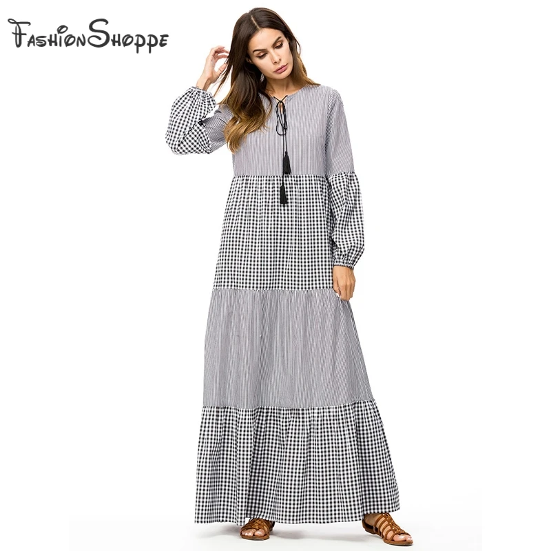 2018 мусульманское платье большого размера 4XL модное женское с длинным рукавом в