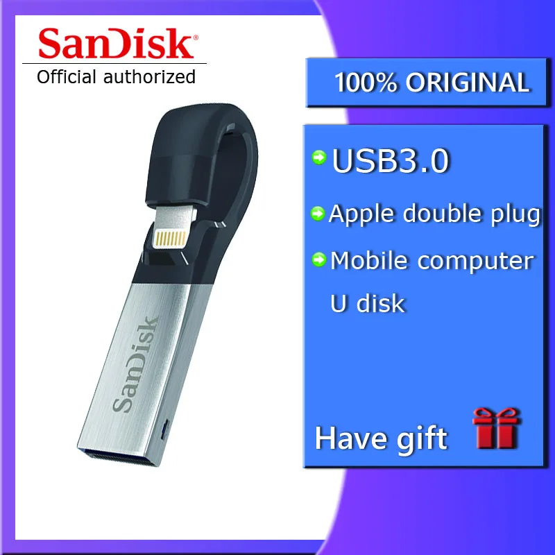 

SanDisk SDIX30N OTG USB Flash Drive 128GB 16GB Pen Drive USB 3.0 64GB PenDrives 32GB USB Stick for iPhone iPad iPod APPLE MFi