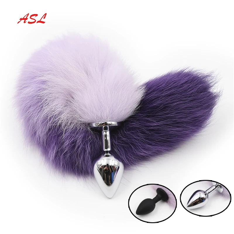 Силиконовая/нержавеющая сталь анальная пробка с лисьим хвостом секс игрушка