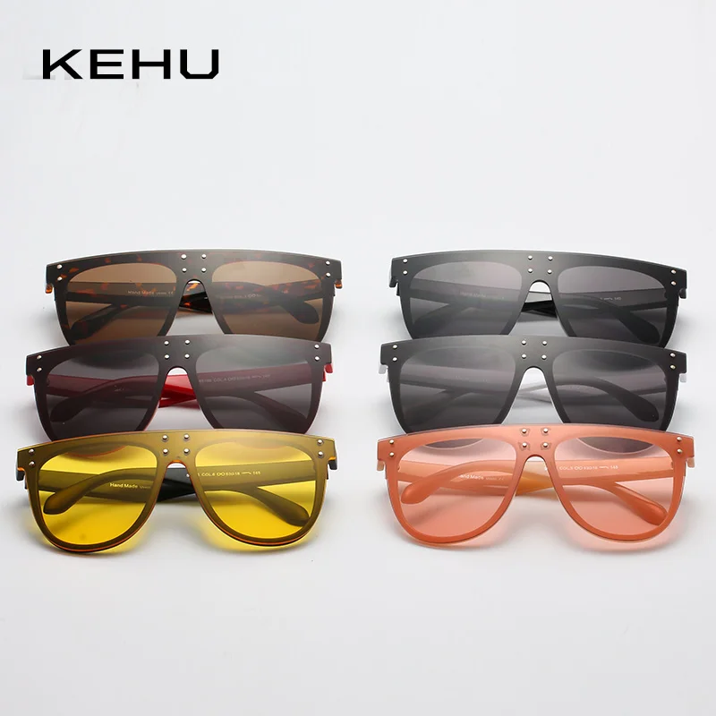 Женские солнцезащитные очки KEHU брендовые с заклепками квадратные|brand women