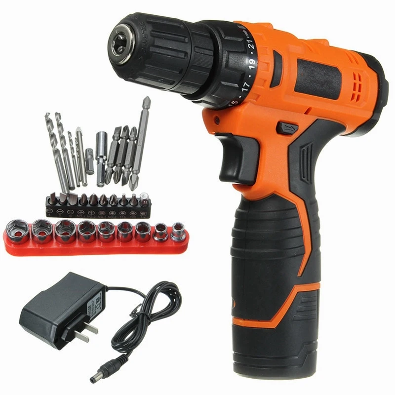 

Newest 12V Lithium-Ion Cordless Electric Combi Drill Variable Speed Driver Bits Set Power Drill Tool Electric Drill Screwdriver