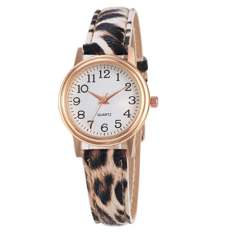 Новые Модные леопардовые часы с кожаным ремешком, кварцевые часы для легкого чтения, подарок для дам, креативные часы, женская мода