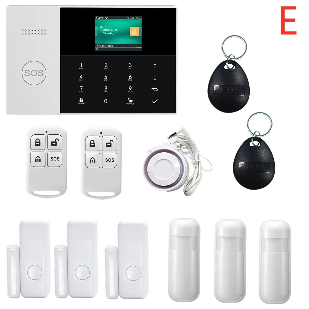 ring alarm wireless keypad 433MHZ IOS Android APP Remote Control LCD Touch Keyboard Wireless WIFI SIM GSM RFID Home Burglar Security Alarm System Sensor sos panic button Alarms & Sensors