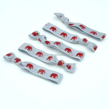 

5/8" Elephant Print FOE Elastic Hair Band Alabama Elephant Fold Over Elastic Hair Tie Ponytail Holder Headwear Hair Accessories