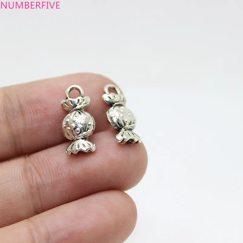 

15pcs--15x6mm Antique silver tone Candy Charms pendant