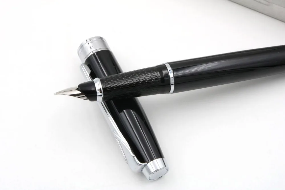 Новая Черная Подарочная ретро ручка Серебряная металлическая офисная авторучка