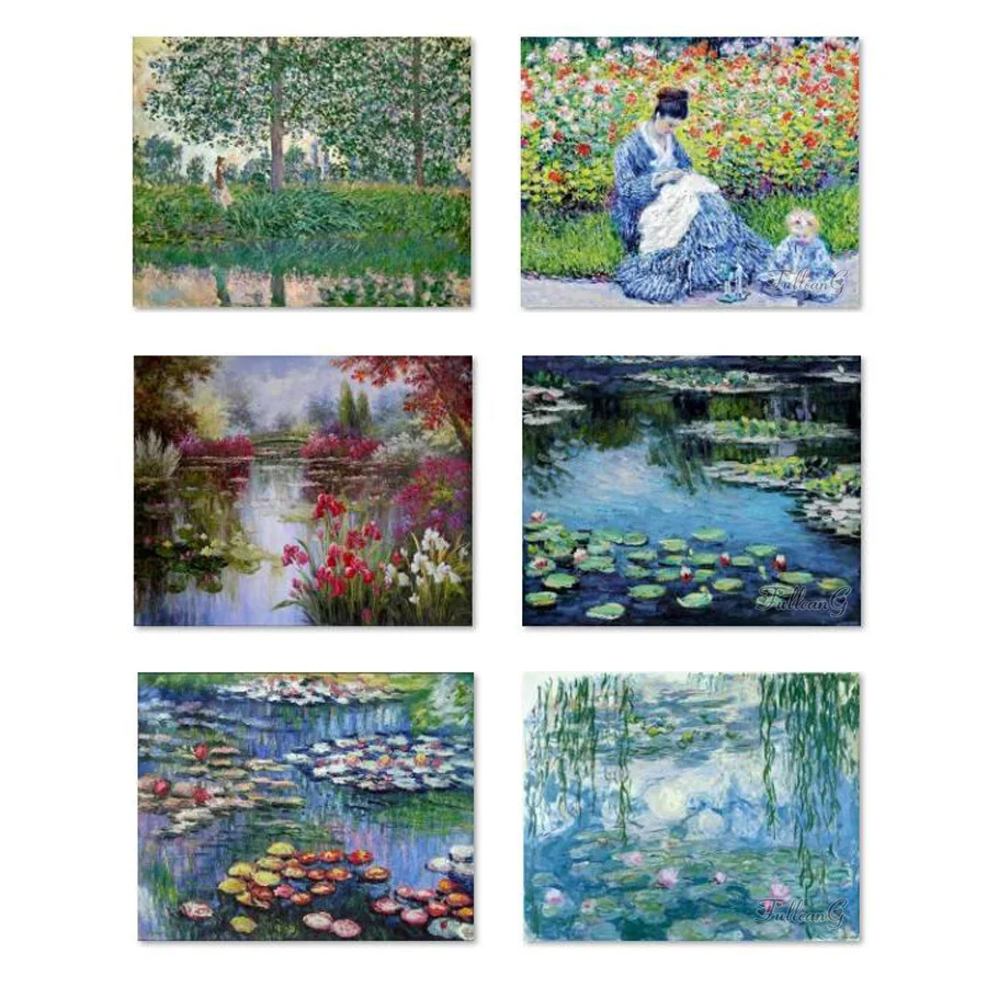 

FULLCANG full square/round drill 5d diy diamond painting claude monet mozaik embroidery landscape cross stitch craft kit FC724