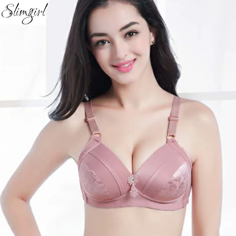  Slimgril Women Sexy Wire Free Push UP Bra Cotton Seamless Adjusted Padded Big Size B C Bras Female 