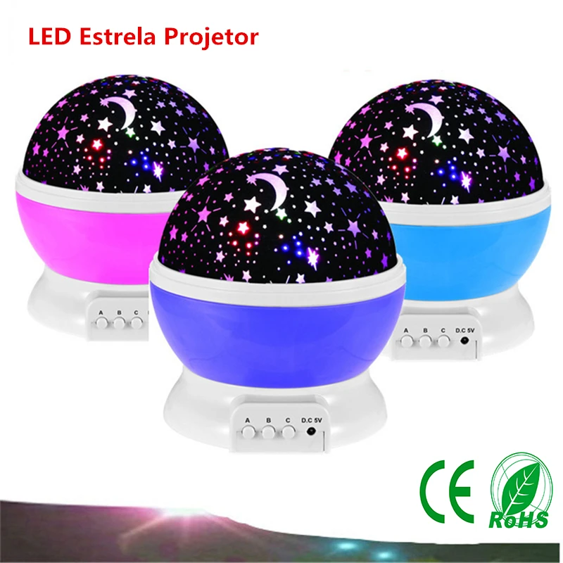 Night Light Projector Lamp Rotary Flashing Starry Star Moon Sky Star Projector Baby Kids Children's