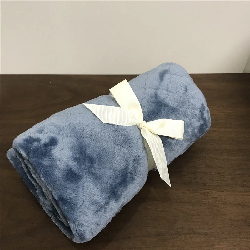 Плюшевое мягкое одеяло Фланелевое воздушное использование офисное детское одеяло полотенце дорожное флисовое Сетчатое переносное автомобильное рождественское дорожное покрытие подарок - Цвет: Синий