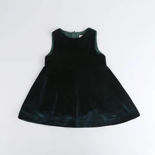 Новое Детское бархатное платье Детская одежда для девочек модное однотонное платье одежда с круглым вырезом для девочек, детский бархатный костюм