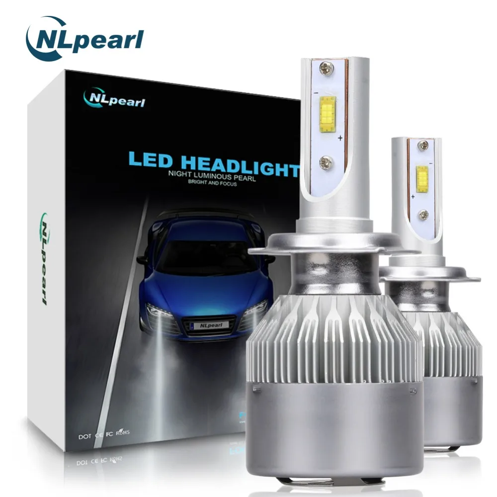 

NLpearl 2Pcs Csp Super Led 72W C6 H7 Led Canbus Car Headlight Bulbs H1 H11 H3 9005 9006 H4 Turbo Led H7 White 6000K 7600LM/Pair