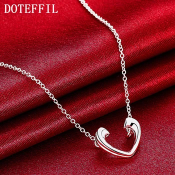 

DOTEFFIL 925 Sterling Silver Open Heart Pendant Necklace For Women Charm Wedding Engagement Party Fashion Jewelry