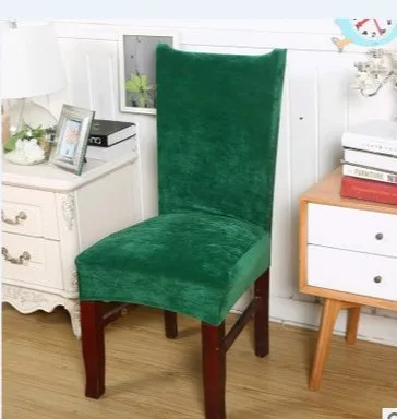 Новейший горячий эластичный кухонный свадебный банкет Лисий ворс тканевый чехол на стулья сиденье Чехол - Цвет: Dark green