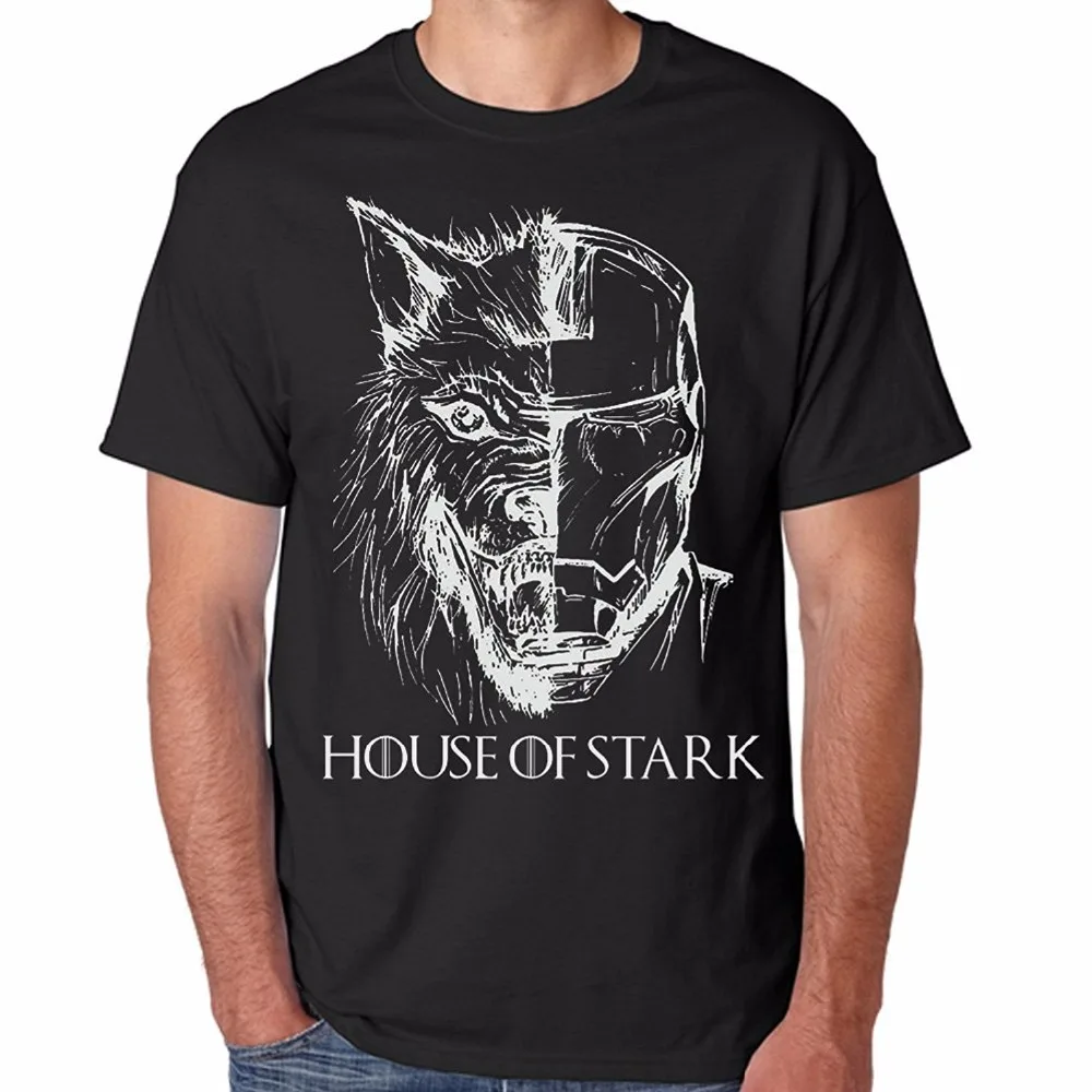 

Famous Brand Design 100% Cotton Short Sleeve Summer T Shirt House Of Stark White For Men Tee Shirts Streetwear T Shirt