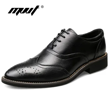 

British Style Gentleman Dress Shoes Men Genuine Leather Formal Shoes Fashion Men Oxfords Wedding shoes Plus Size