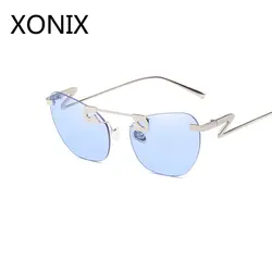 XONIX модные красные Для женщин без оправы кошачий глаз солнцезащитные очки для Для женщин из металла фиолетовый, черный выполненные UV400 Vintga