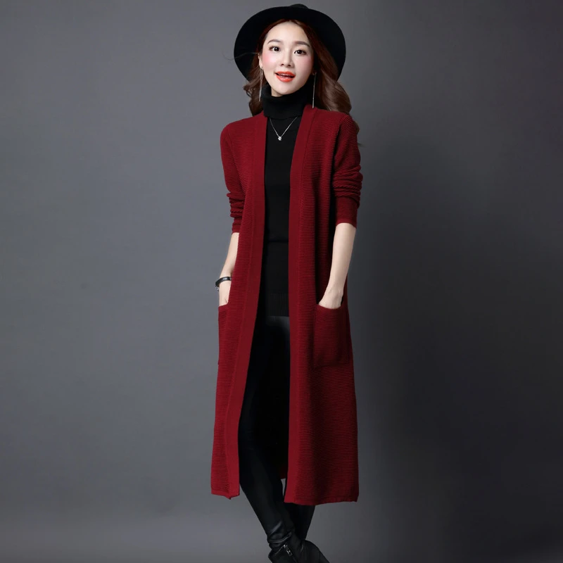 

2018 New Kroean Spring Autumn Sweater Coat Female Large Size Loose Long Knitted Cardigan Jackets for Women Outerwear A169