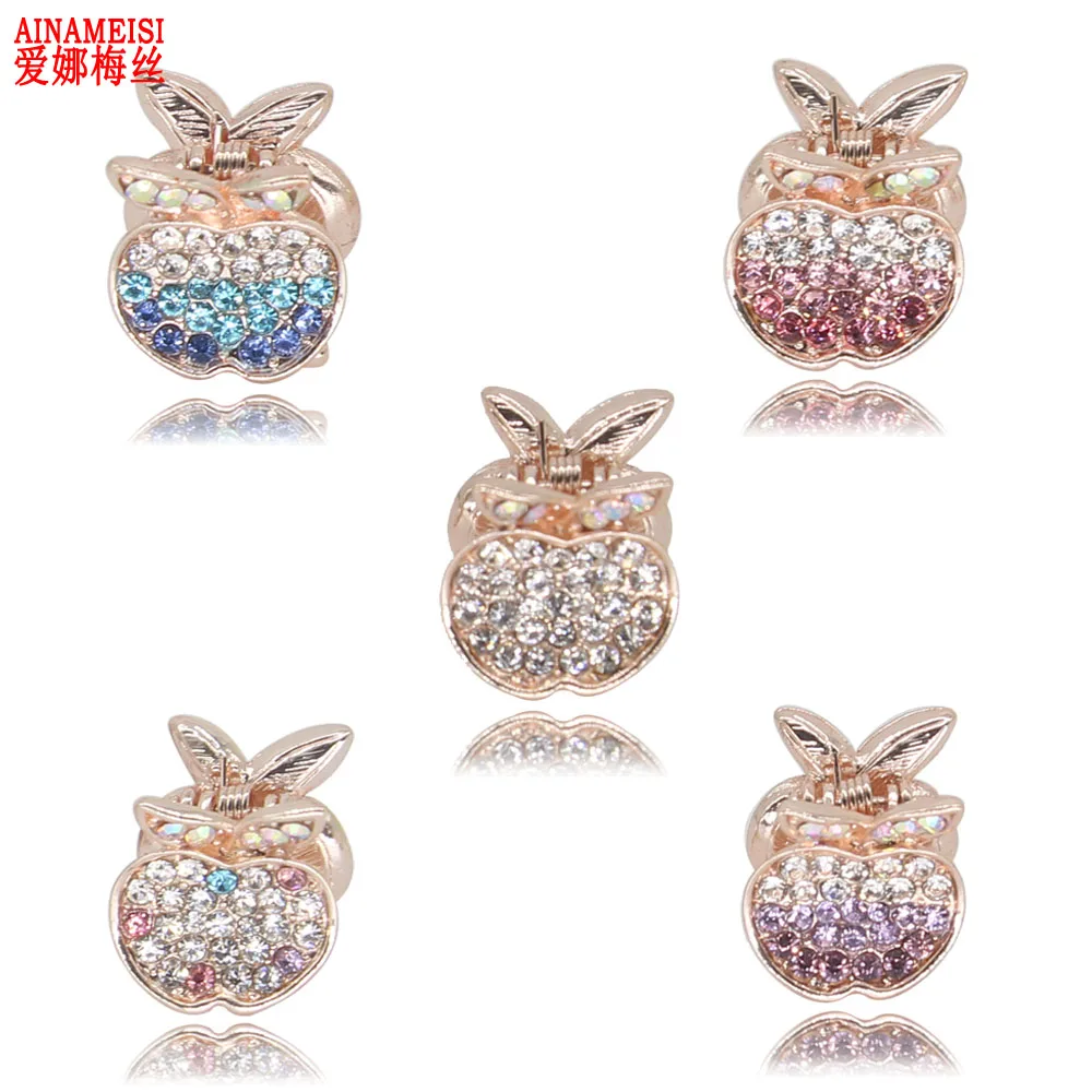 

AINAMEISI High Quality Mini Mix Color Shape Heart Crab claw hairpin Girls Hair Gripper Crystal Hair Clip Princess Hair Jewelry