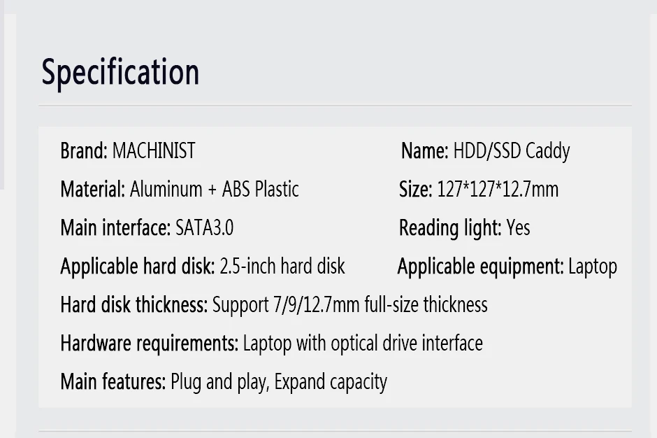 SATA 3,0 2nd HDD Caddy 12,7 мм для 2," 2 ТБ SSD чехол жесткий диск Корпус для ThinkPad IBM ноутбука DVD-ROM Оптический отсек