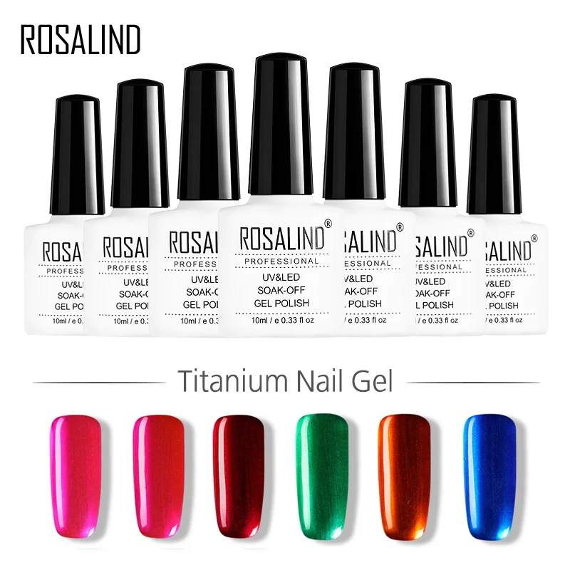 

ROSALIND Gel 1S 10ml Titanium Nail Gel Polish Soak Off UV LED Glitter Nail Polish Semi Vernis Permanent New Arrival gel lacquer