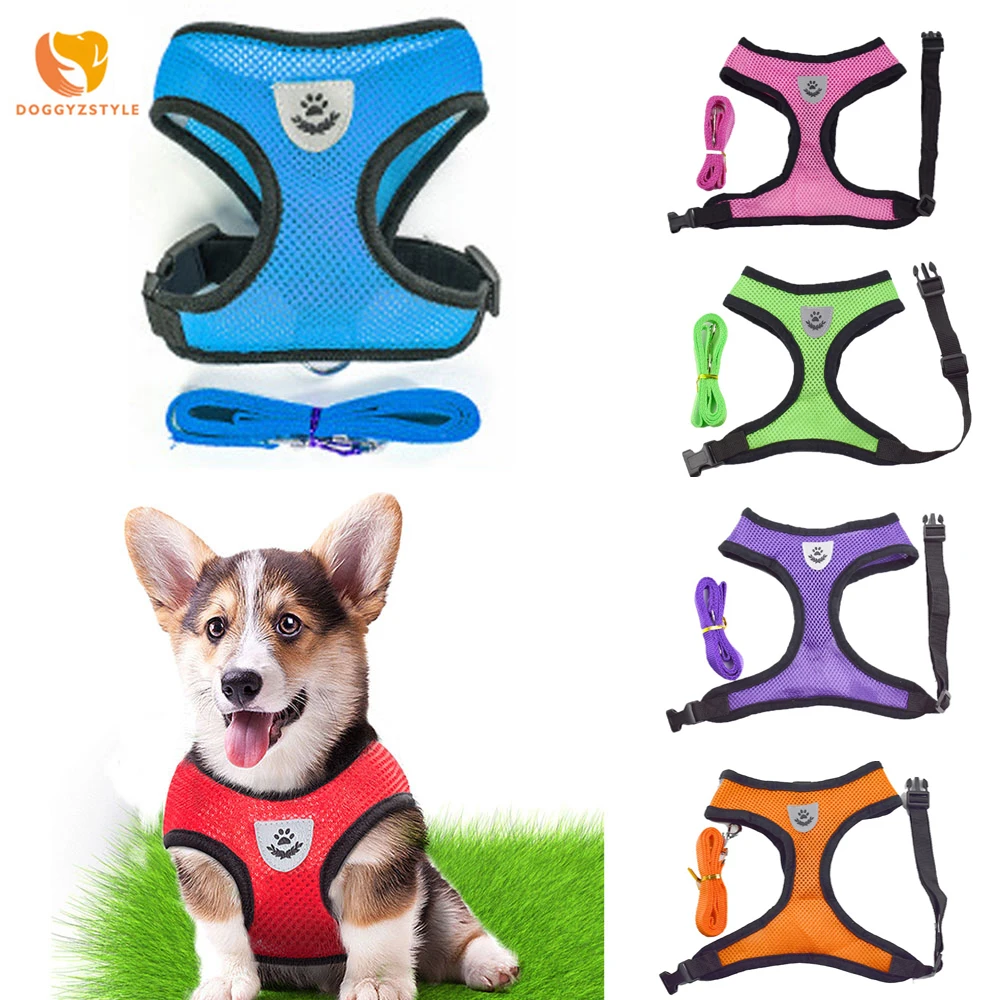 

Breathable Mesh Small Dog Pet Harness Leash Set Puppy Cat Vest Harness Collar For Chihuahua Pug Bulldog Cat arnes perro Kitten