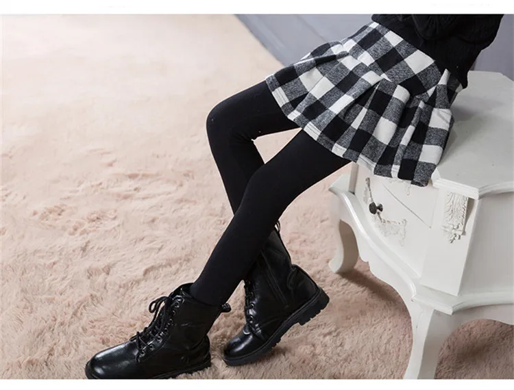 3-12 y girls winter leggings with skirt plaid warm legging girl kids cotton velvet fleece teen 10 12 children clothes On Sales (6)