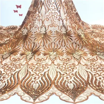 

Most popular Heavy French Dress Tulle Lace Latest silver/Gold African Sequin Embroidered Net Lace2019 Luxury Wedding Lace Fabric