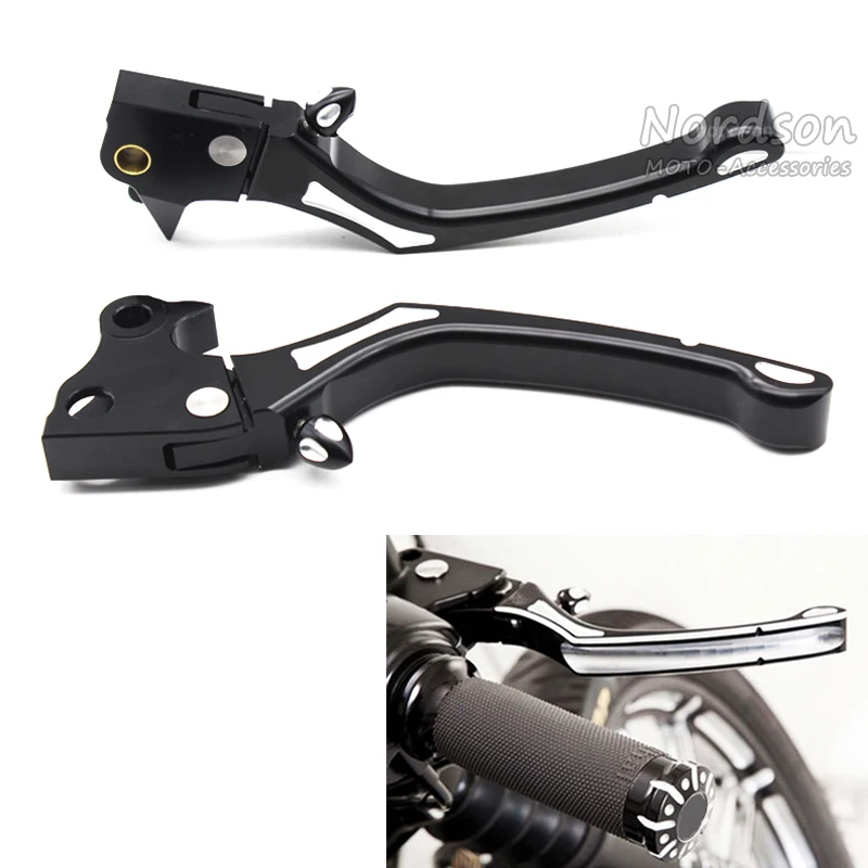 1 Pair Black CNC Adjustable Motorcycle Clutch Brake Lever For Harley