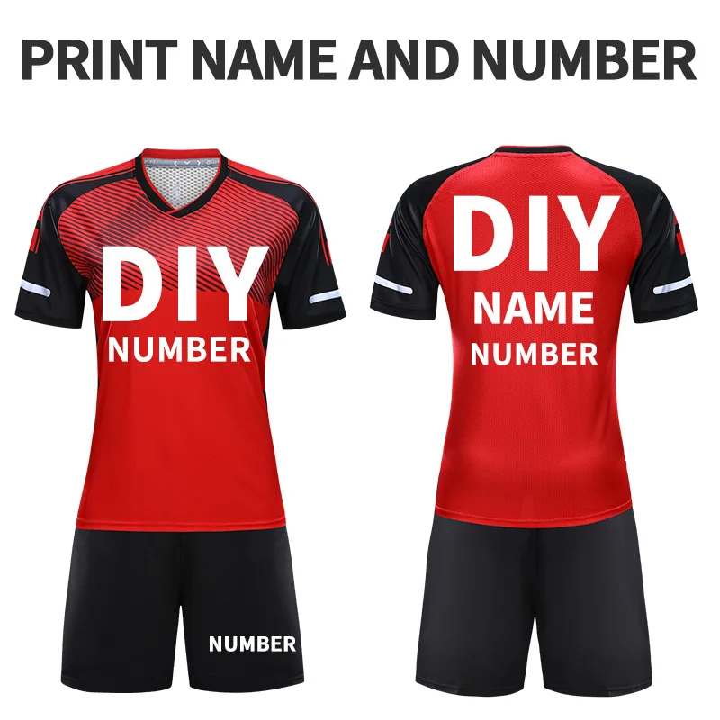 Футбольная форма для взрослых Survetement, футбольные майки для девочек, полиэстер, тренировочная футболка для команды, быстросохнущая Спортивная одежда на заказ - Цвет: red DIY