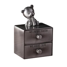 Детский Медведь Форма цинковый сплав молочные зубы пуповина коробка со шнуром зуб органайзер для детей ящик дизайн коллекция коробка на память Z752