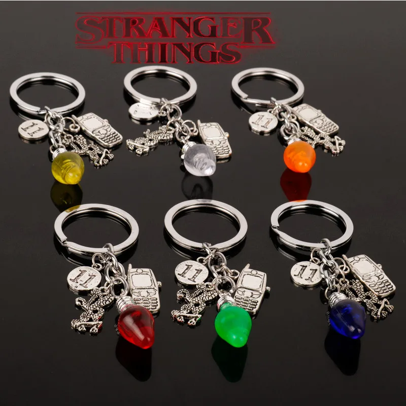 

Trendy Trinket Stranger Things Keychain Christmas tree lights Keyrings Tree Lamps Pendant Keyholder Xmas Gift Souvenirs