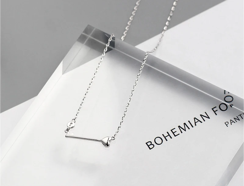 Qevila New arrival Fashion Necklaces Jewelry 925 Sterling Silver Heart Key Pendant Necklaces for Women Lady Chain Necklace Gift (9)