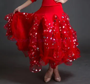

Ballroom dance costumes sexy senior ice silk Highlights ballroom dance long skirt for women ballroom dance competition skirts